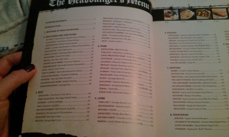Table of Contents. There's quite a bit in here, and it's easy to navigate, unlike any of the other black metal books I own